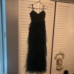 Altar'd State Elegant Hunter Green Tulle Maxi Dress